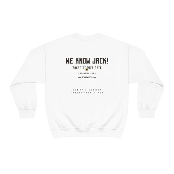 WE KNOW JACK! With Love the Wine You're With on front; Unisex Heavy Blend™ Crewneck Sweatshirt - Image 11