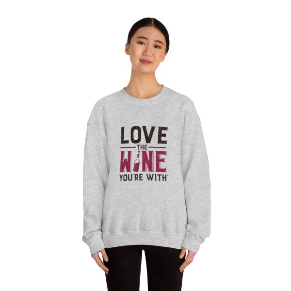 WE KNOW JACK! With Love the Wine You're With on front; Unisex Heavy Blend™ Crewneck Sweatshirt - Image 3