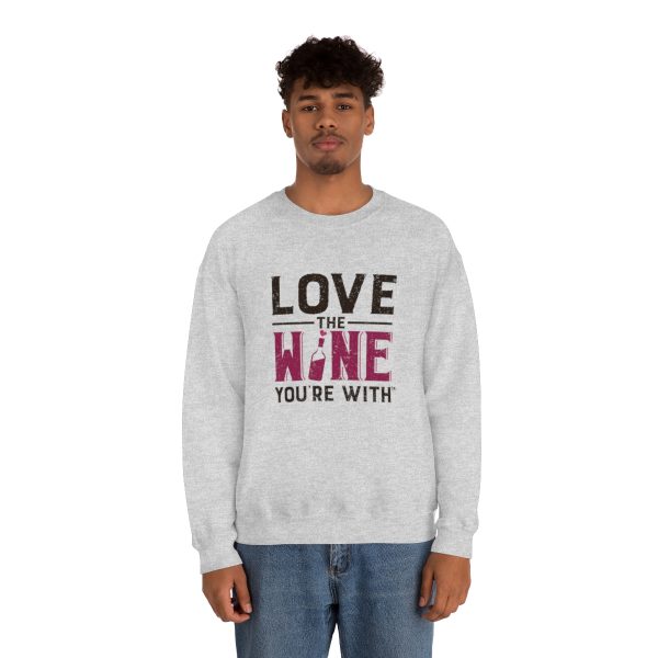 WE KNOW JACK! With Love the Wine You're With on front; Unisex Heavy Blend™ Crewneck Sweatshirt - Image 4