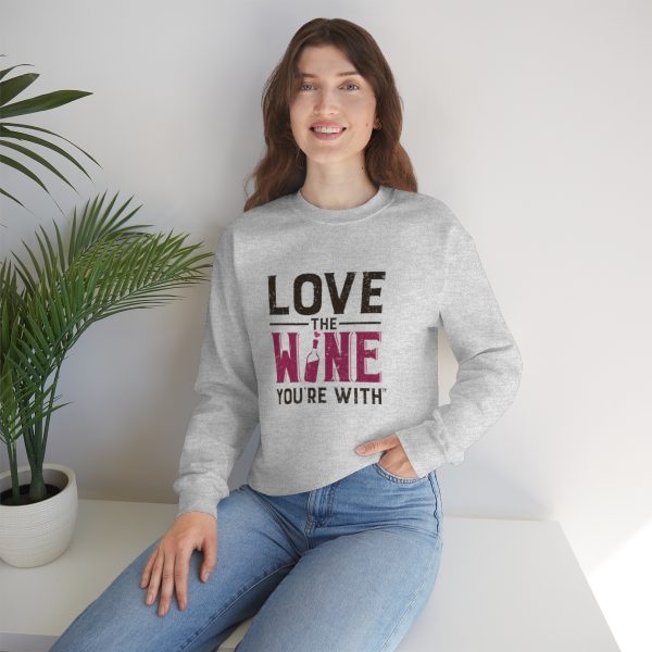 WE KNOW JACK! With Love the Wine You're With on front; Unisex Heavy Blend™ Crewneck Sweatshirt - Image 7