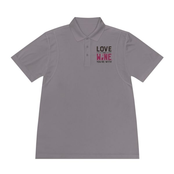 Love the Wine You're With on front; Men's Sport Polo Shirt - Image 7