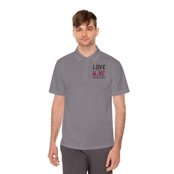 Love the Wine You're With on front; Men's Sport Polo Shirt - Image 9