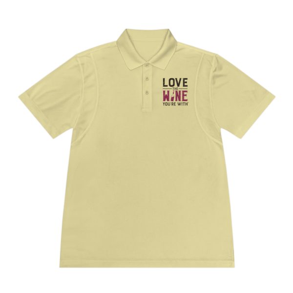 Love the Wine You're With on front; Men's Sport Polo Shirt - Image 4