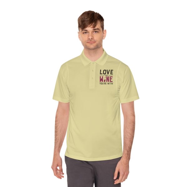 Love the Wine You're With on front; Men's Sport Polo Shirt - Image 6