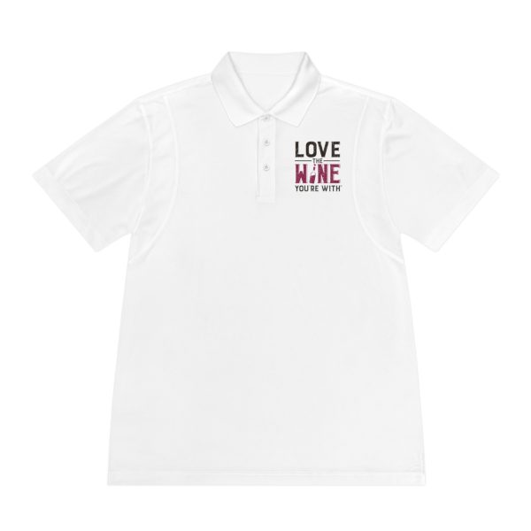 Love the Wine You're With on front; Men's Sport Polo Shirt - Image 2