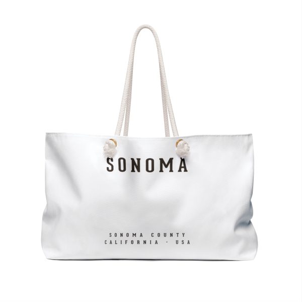 Weekender Bag FRONT: LOVE THE WINE YOU'RE WITH; BACK: SONOMA CO USA